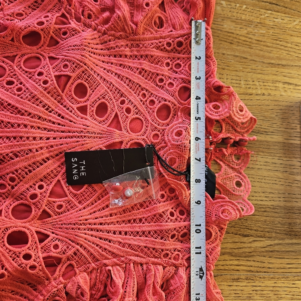 The Sang Elegant Salmon Or Orange Lace Dress Sz M NWT See Pictures For Details - Picture 7 of 12